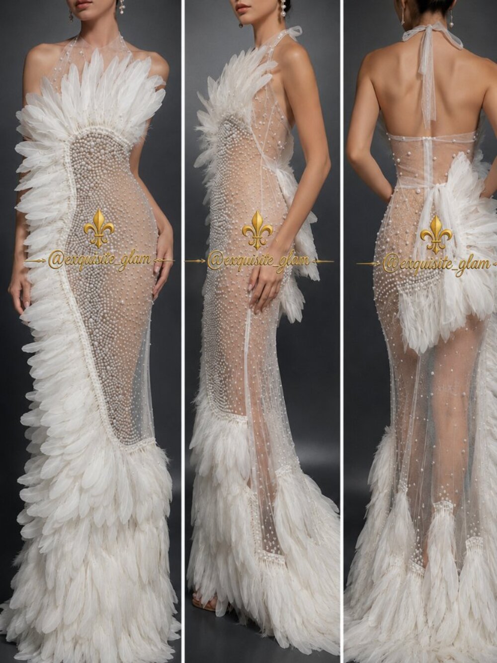 Gorgeous Sexy Bodycon Crystals Beaded Party Evening Cocktail Wedding Dress Gown
